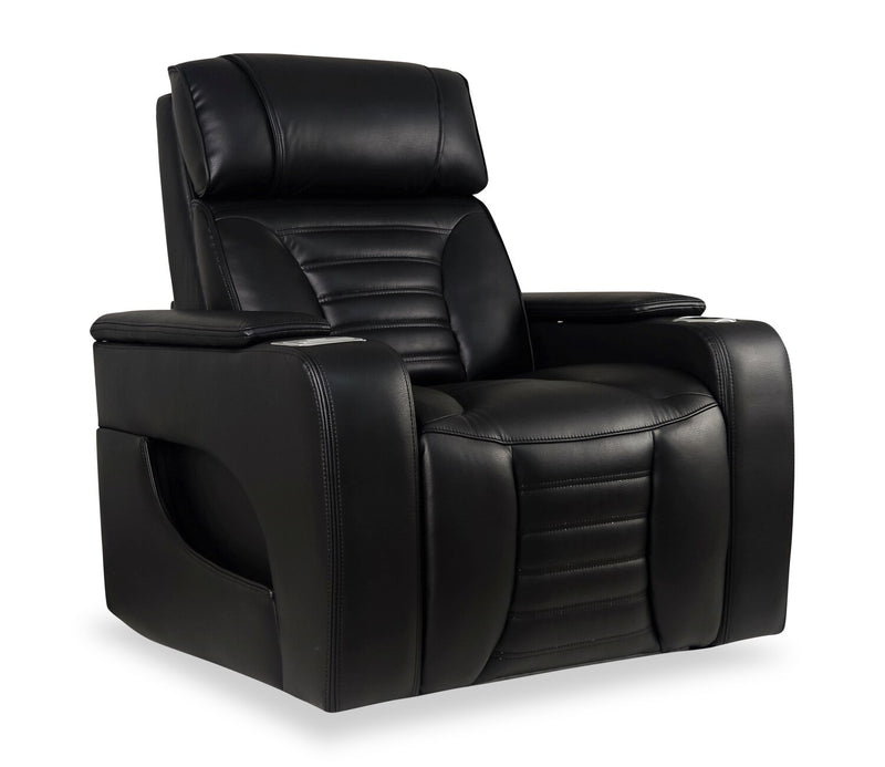 Fauteuil de massage à inclinaison électrique Zen de 40 po en similicuir avec appuie-tête électrique et siège chauffant - noir