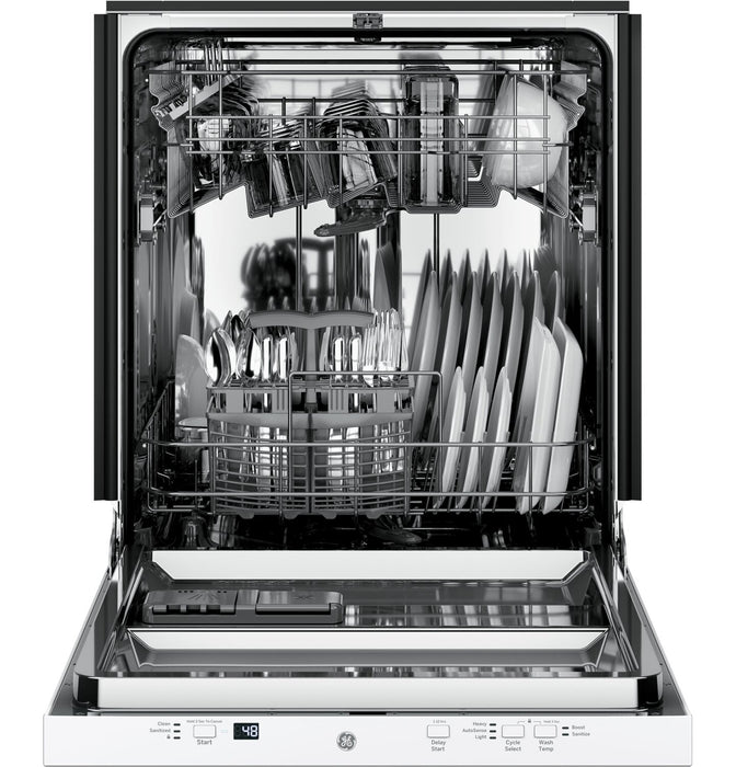 Lave-vaisselle encastré GE de 24 po avec broyeur d’aliments solides PiranhaMC - blanc - GDT225SGLWW\t