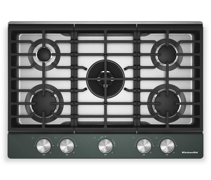Surface de cuisson KitchenAid de 30 po au gaz sur métal avec grilles pour wok intégrées – Genièvre - KCGK530SJP