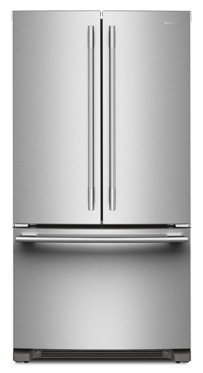 KitchenAid 36" 20 Cu. Ft. Counter-Depth French Door Refrigerator - PrintShield Stainless - KRFC136SPS | Réfrigérateur KitchenAid de 36 po et de 20 pi3 de profondeur comptoir à portes françaises - acier inoxydable PrintShieldMC - KRFC136SPS