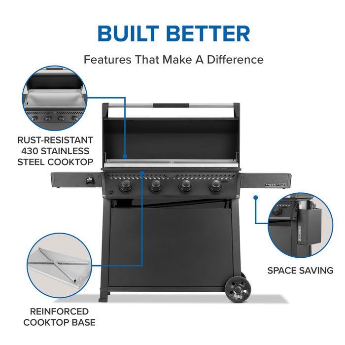 Plancha Napoleon de 33 600 BTU et de 36 po à 4 brûleurs avec surface de cuisson en acier inoxydable résistant à la rouille - F36FTPMK
