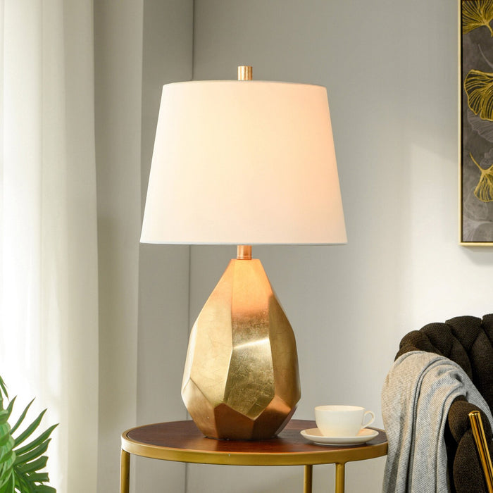 Lampe de table somptueuse Farah de 26 po en polyrésine dorée