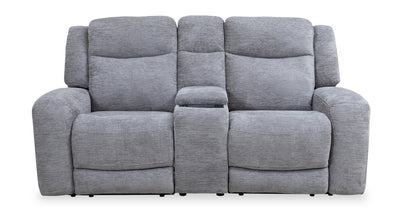 Atlantis 79" Fabric Zero Gravity Power Reclining Loveseat with Storage Console and USB Ports - Dove Grey | Causeuse à inclinaison électrique Atlantis de 72 po en tissu avec console de rangement, ports USB et position zéro gravité - gris tourterelle