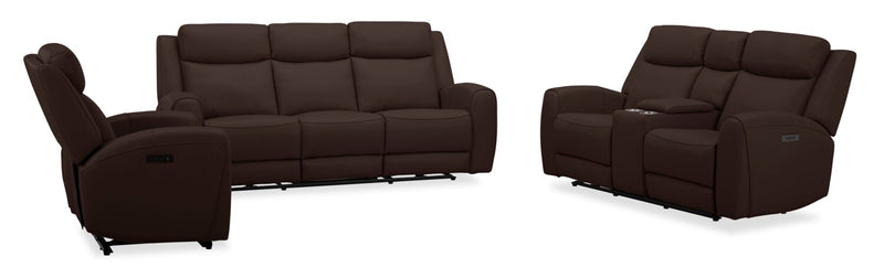Fauteuil à inclinaison électrique Reign de 41,25 po en cuir véritable de qualité supérieure avec port USB - brun chocolat Silverado
