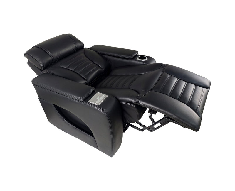 Fauteuil de massage à inclinaison électrique Zen de 40 po en similicuir avec appuie-tête électrique et siège chauffant - noir