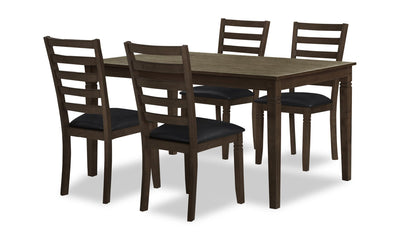 Devon 5pc Dining Set with Table & 4 Chairs - 60"W, Wood - Dark Brown | Ensemble de salle à manger Devon 5 pièces avec table et 4 chaises - 60 po (L), bois - brun foncé