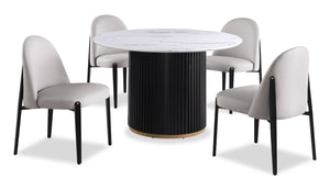 Ensemble de salle à manger Capri de Kort & Co. 5 pièces avec table ronde de 47 po (L), base piédestal et 4 chaises en cuir végétalien - taupe