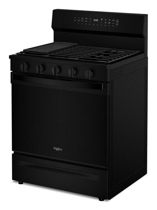 Cuisinière intelligente à gaz Whirlpool de 5 pi³ avec friture à air et autonettoyage - noire - WFGS7530RB