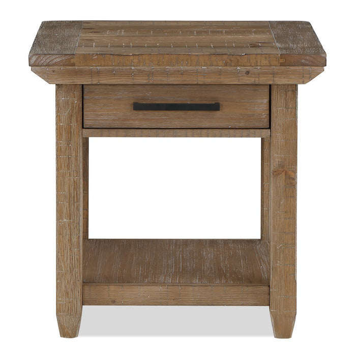 Table de bout rustique Cedar de 24 po avec tiroir de rangement - pin naturel
