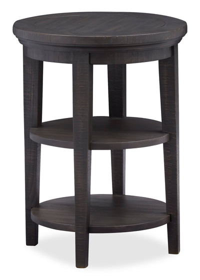 Hanson 18” Round Traditional Pine End Table - Graphite | Table de bout ronde traditionnelle Hanson de 18 po en pin - graphite