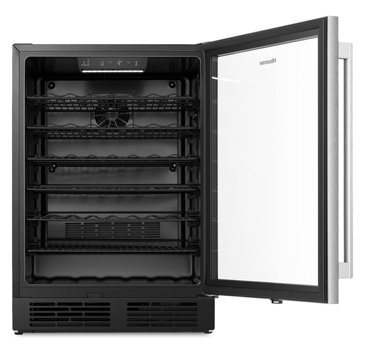 Refroidisseur hybride à boissons et à vin Hisense de 5,4 pi3 pour 54 bouteilles avec porte réversible - noir - HWS054B1ASD