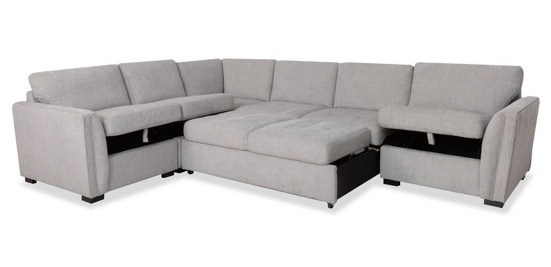 Sofa sectionnel Vault 5 pièces avec causeuse-lit et fauteuils de rangement - gris
