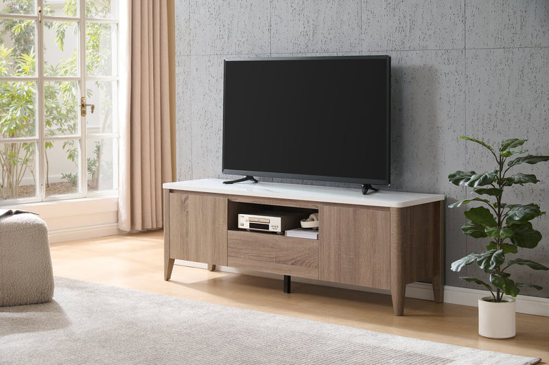 Meuble pour téléviseur moderne Carlton de 58.25 po avec rangement pour téléviseurs de jusqu’à 65 po - taupe foncé