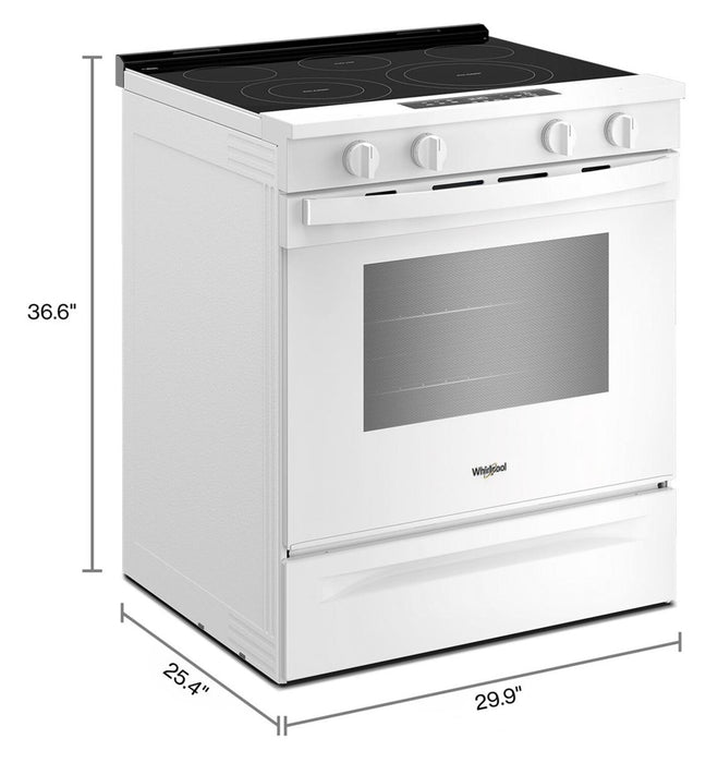 Cuisinière intelligente électrique Whirlpool de 5,3 pi3 et de 30 po avec mode sans préchauffage - blanche - YWSES3330TW