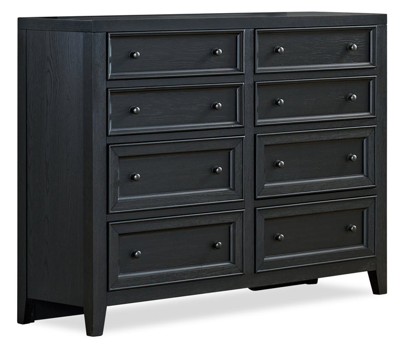 Commode Casa de 54 po (l) x 44 po (H) à 8 tiroirs en bois pour la chambre à coucher - noire