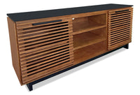 Meuble pour téléviseur traditionnel Wilder de 68 po avec rangement et système de gestion des câbles pour téléviseurs jusqu’à 78 po - brun foncé