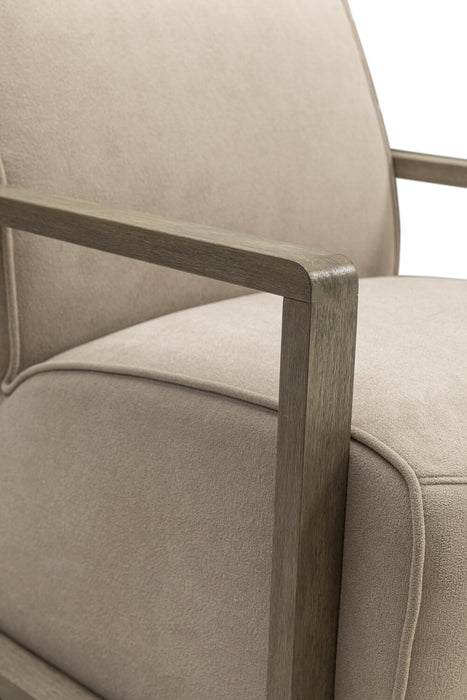 Fauteuil d’appoint pivotant Modell de 29,5 po en velours avec accoudoirs en bois - beige