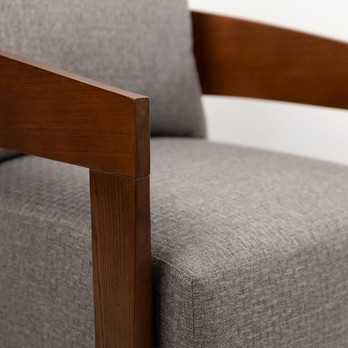 Fauteuil d’appoint Amor 28,54 po en tissu avec accoudoirs et pattes en bois - gris