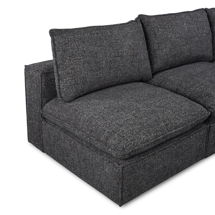 Sofa sectionnel sans accoudoirs modulaire Fusion 5 pièces en tissu de chenille gris anthracite avec coussins de dossier amovibles en duvet et plumes
