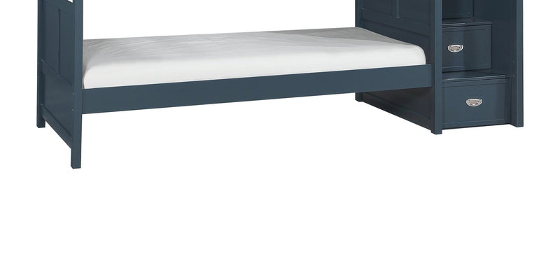 Lits superposés Quinn pour enfants avec commode escalier intégrée et garde-corps, bleus - simple et simple
