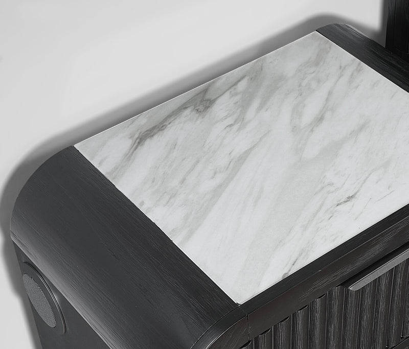 Table de nuit moderne Kaleo de 26,5 po (L) x 28 po (H) à 2 tiroirs avec éclairage à DEL et haut-parleur - noire