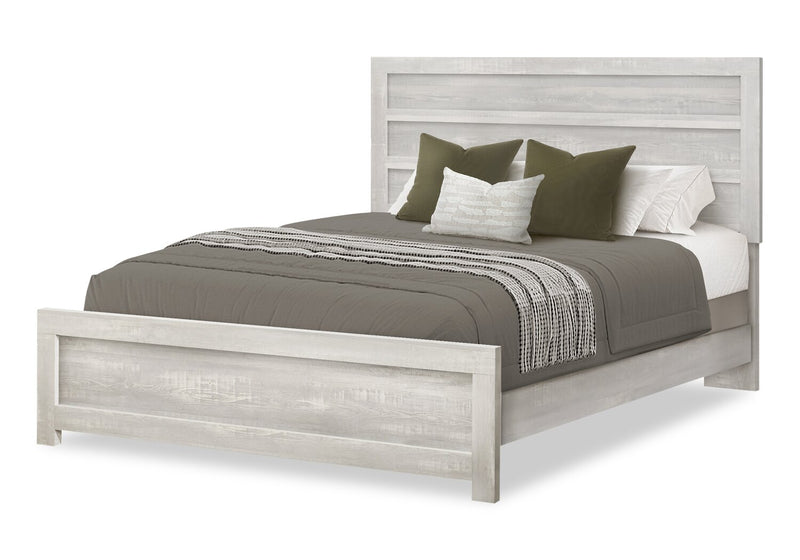 Ensemble de chambre à coucher Aspen 5 pièces avec lit, commode et miroir, gris - format grand lit