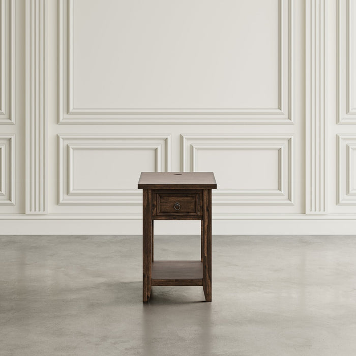 Table de fauteuil Branson de 16 po avec rangement, tablette et port USB - brun foncé