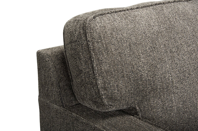 Fauteuil Lennox de 35 po fabriqué au Canada en tissu de chenille avec coussins réversibles et accoudoirs rectilignes - gris