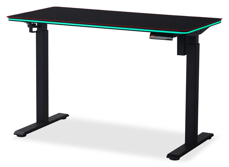Bureau de jeu Finch de 47 po avec réglage électrique de la hauteur et éclairage à DEL RVB - noir