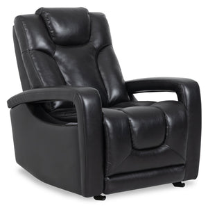 Fauteuil à inclinaison électrique Kenzo de 35 po en similicuir avec appuie-tête électrique, repose-pieds et port USB - noir