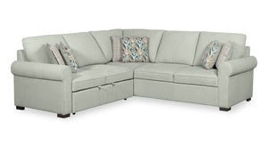 Sofa-lit sectionnel Haven de Scott Living 3 pièces en tissu de chenille - bleu écume de mer