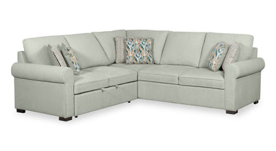 Scott Living Haven 3-Piece Chenille Fabric Sleeper Sectional - Seafoam Blue | Sofa-lit sectionnel Haven de Scott Living 3 pièces en tissu de chenille - bleu écume de mer