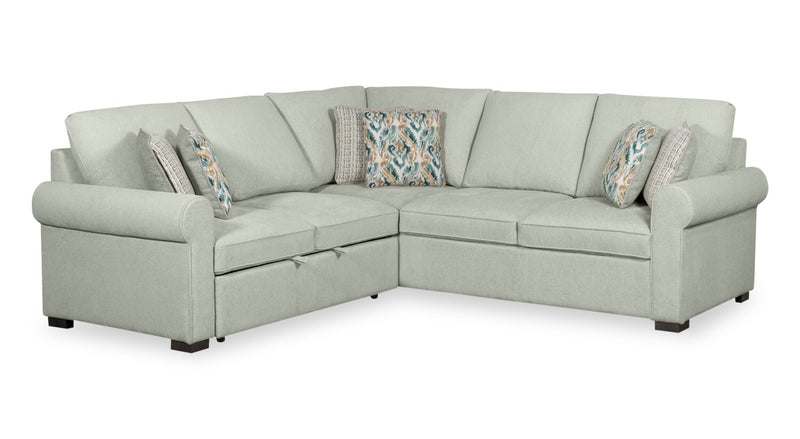 Sofa-lit sectionnel Haven de Scott Living 3 pièces en tissu de chenille - bleu écume de mer