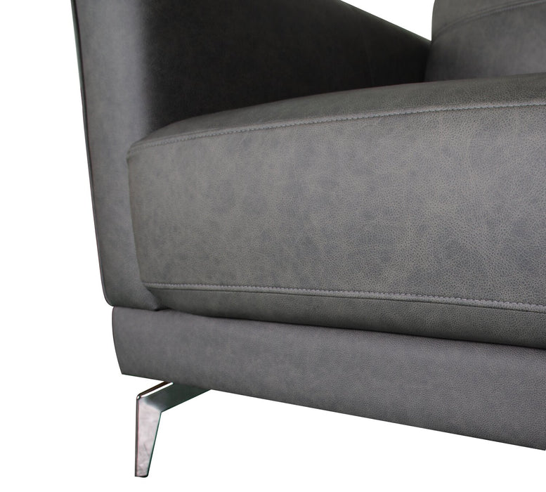 Fauteuil Melrose de 36,5 po en cuir véritable de qualité supérieure avec pattes en métal - gris
