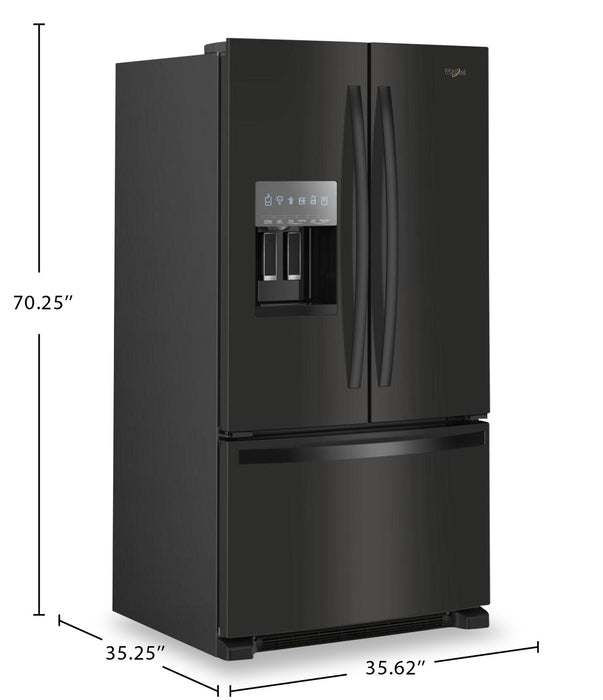 Réfrigérateur Whirlpool de 36 po et de 25 pi³ à portes françaises avec distributeur d’eau et de glaçons - WRFF3436RB