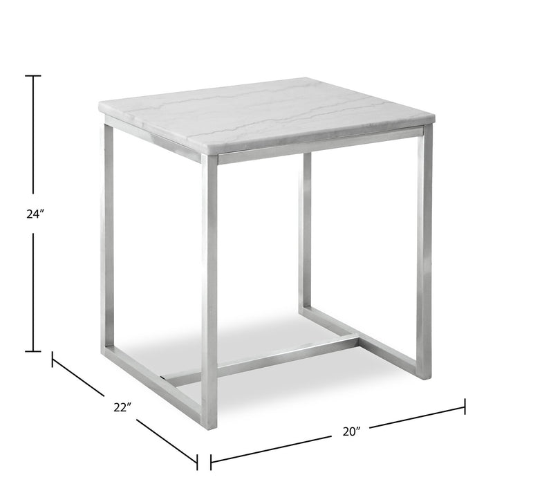 Table de bout moderne Sampson en marbre de 20 po - blanc