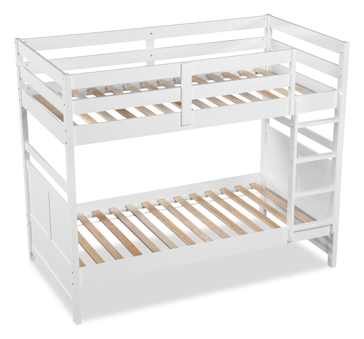 Lits superposés Quinn pour enfants avec échelle et garde-corps, blancs - simple et simple