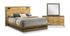 Ensemble de chambre à coucher Silas 5 pièces brun rustique avec lit plateforme, commode, miroir et éclairage à DEL - format lit double