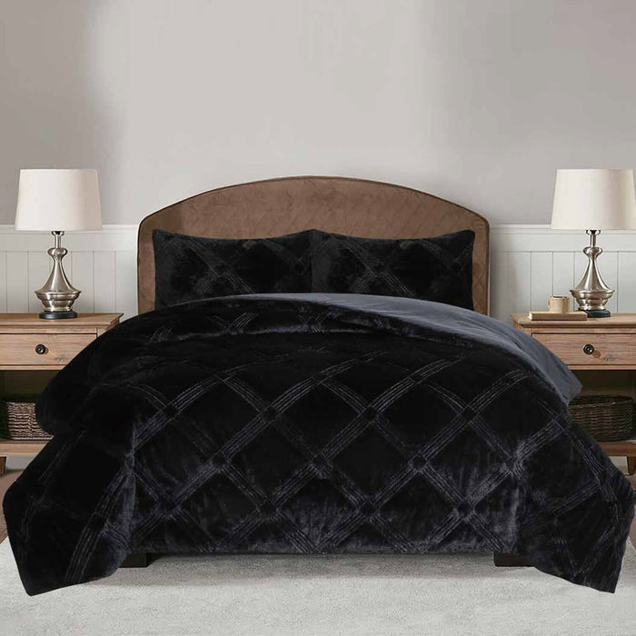 Ensemble d’édredon Serene 3 pièces pour lit double ou grand lit - noir