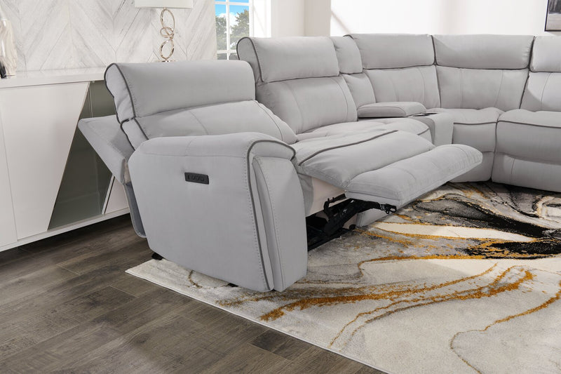 Sofa sectionnel de droite à inclinaison électrique Newport de Cindy Crawford Home 6 pièces en suédine - gris