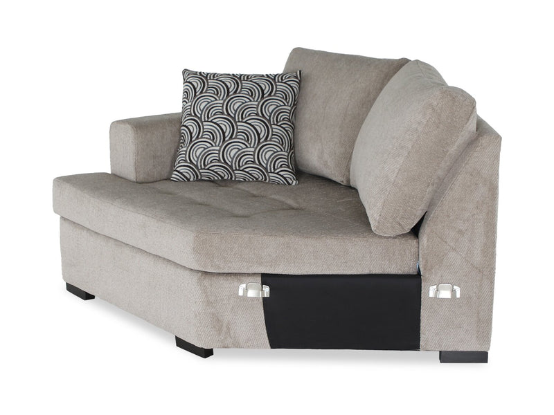 Sofa-lit sectionnel enveloppant de gauche Legend 2 pièces fabriqué au Canada en tissu de chenille - beige platine