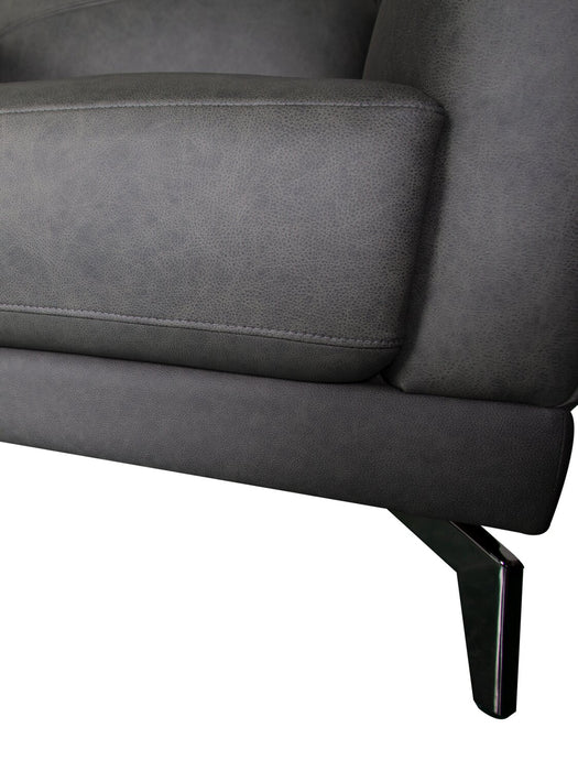 Fauteuil Melrose de 36,5 po en cuir véritable de qualité supérieure avec pattes en métal - gris