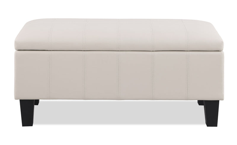 Pouf de rangement James de 39,25 po en similicuir - beige