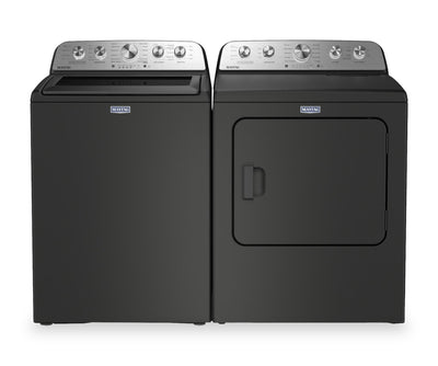 Maytag 5.4 Cu Ft. Top Load Washer with Pet Pro and 7.0 Cu Ft. Gas Dryer – Volcano Black  | Laveuse à chargement par le haut 5,4 pi³ avec Animal Pet Pro et sécheuse à gaz 7,0 pi³ de Maytag - noir volcan