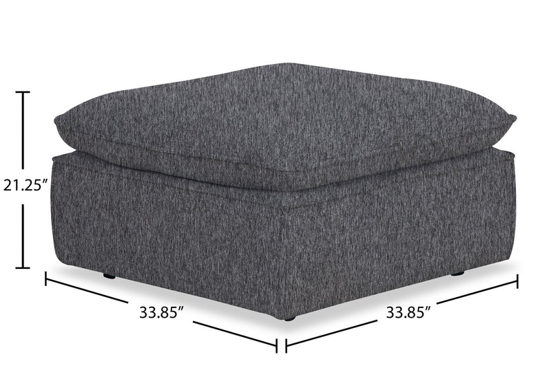 Pouf Farah de 33,85 po en tissu de chenille avec coussin en duvet et plumes - anthracite