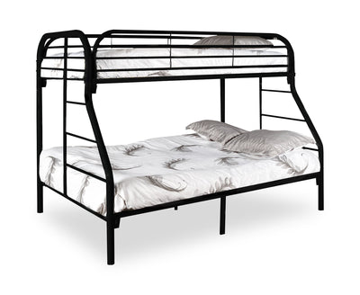 Logan Bunk Bed with Ladders & Guard Rail for Kids, Black Metal - Twin/Full | Lits superposés Logan pour enfants avec échelles et garde-corps, métal noir - simple et double