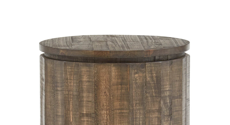 Table de bout ronde rustique Elm de 20 po en pin - brune