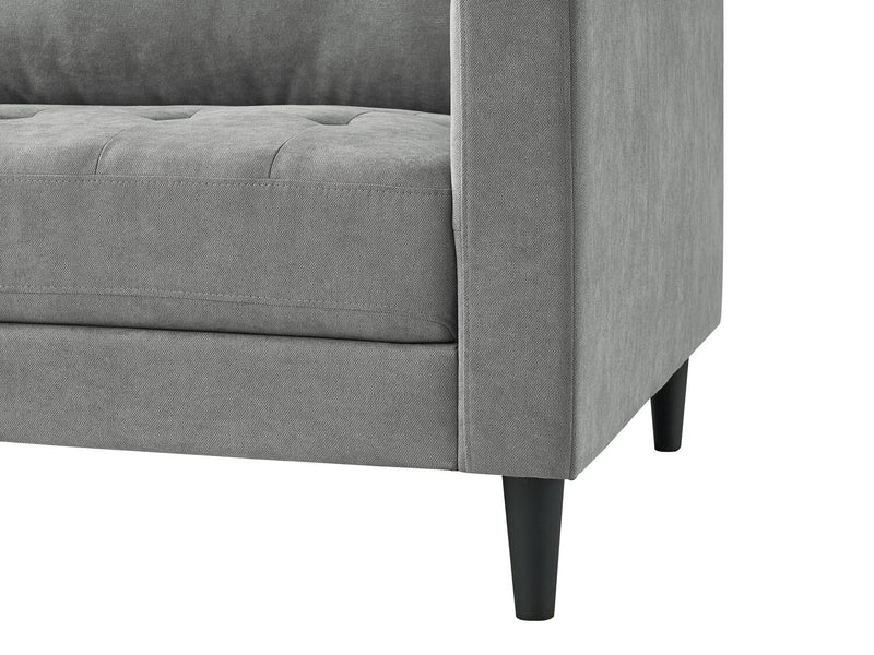 Sofa sectionnel de gauche Metro 2 pièces en tissu avec fauteuil long et coussins de siège capitonnés - gris