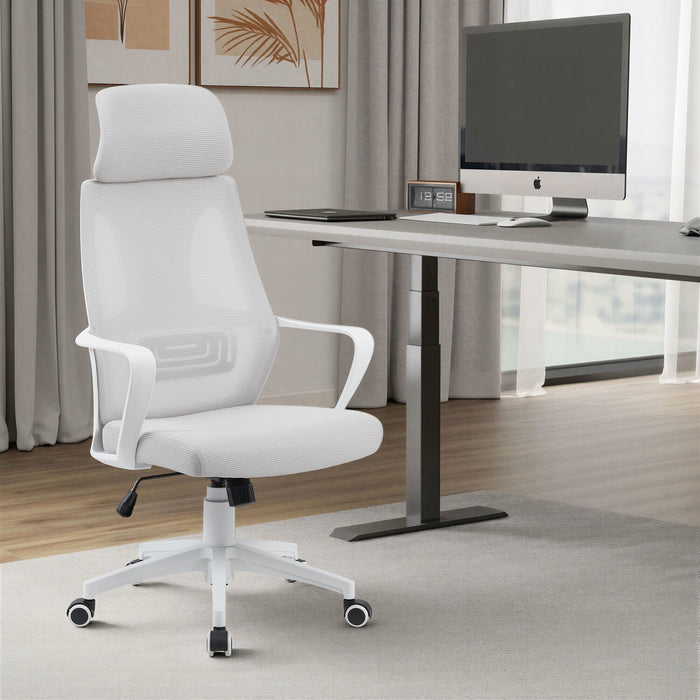 Chaise de bureau réglable Bennet de 24.4 po en mailles - blanche 