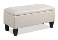 Pouf de rangement James de 39,25 po en similicuir - beige